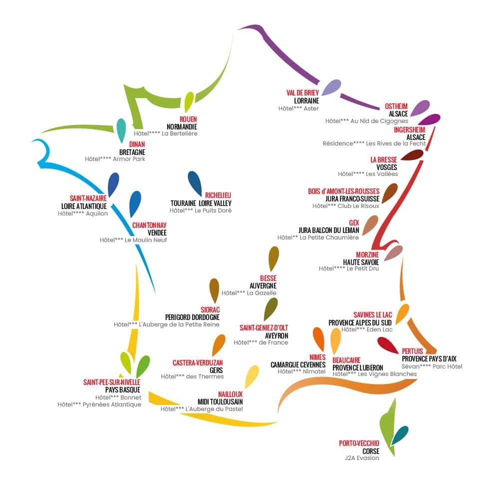 hcf carte france 1000 carte réseau hoteliers Hôtels Circuits France
